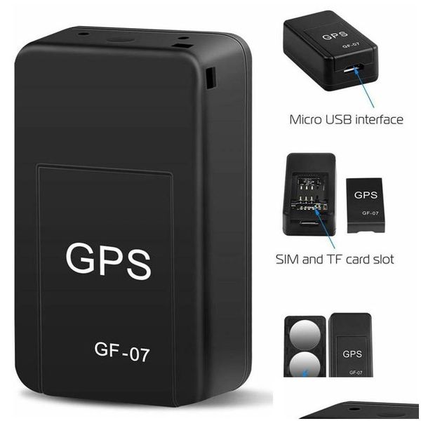 Acessórios GPS para carro Novo Mini Encontre Dispositivo Perdido Gf-07 Rastreador Rastreamento em Tempo Real Anti-Roubo Localizador Anti-Perdido Forte Montagem Magnética Sim Dh6Ox