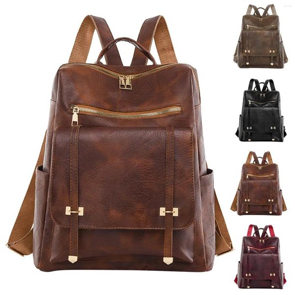 Sacos escolares Vintage Couro Genuíno Mochila Homens Bagpack Escalada Mochila Masculino Grande Caminhadas À Prova D 'Água Viagem Mulher