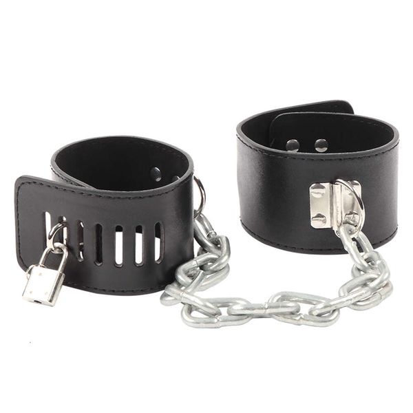 Harte Metallkette Handschellen Slave BDSM Handgelenk Knöchel Bondage Manschette Fesseln Locking Shackles Erotikprodukte Sexspielzeug für Paare