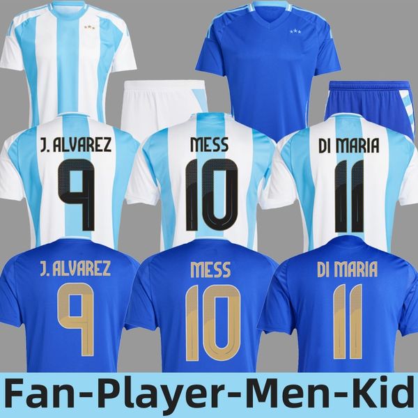 2024 Americas Cup Argentinien Fan-Spieler-Version Herren-Kinder-Fußballtrikot MESSIS DI MARIA DYBALA MARTINEZ ENZO J.ALVAREZ MAC ALLISTER GARNACHO Heim-Auswärts-Fußballtrikot