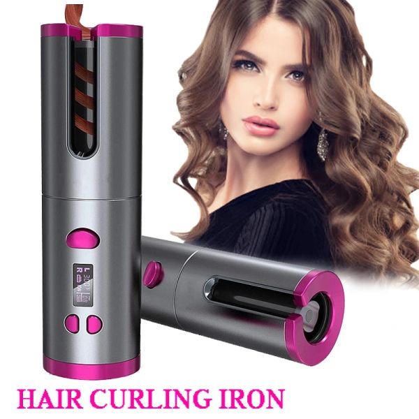 Ferros automáticos rotativos modelador de cabelo sem fio curling ferro praia onda pinças de cabelo curling wand ferramentas de estilo crimper cabelo sem fio