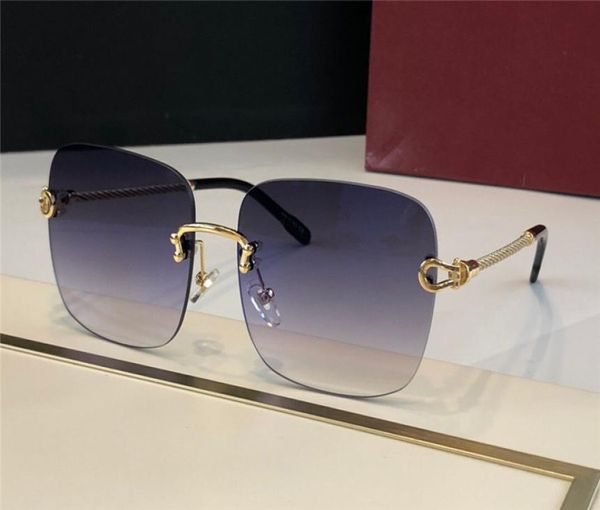 Nuovi occhiali da sole dal design senza montatura alla moda 0246 montatura in metallo lente quadrata a basso profilo semplice occhiali protettivi UV400 lenti per occhiali e f3753902