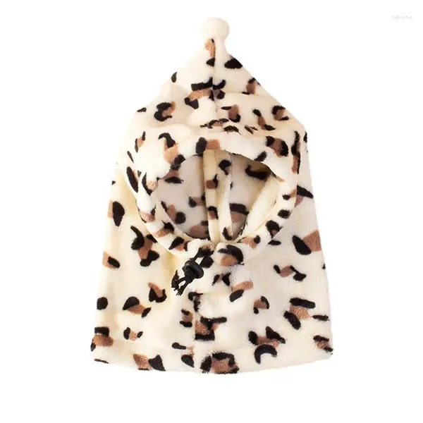 Abbigliamento per cani Snood per cani Protezione per le orecchie leopardo Simpatico cappello termico per animali domestici con coulisse Gatto