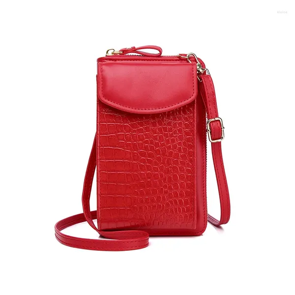 Bolsa de ombro feminina simples bolsa de telefone móvel multifuncional crossbody pacote vertical mini único padrão de crocodilo bolsa de moedas