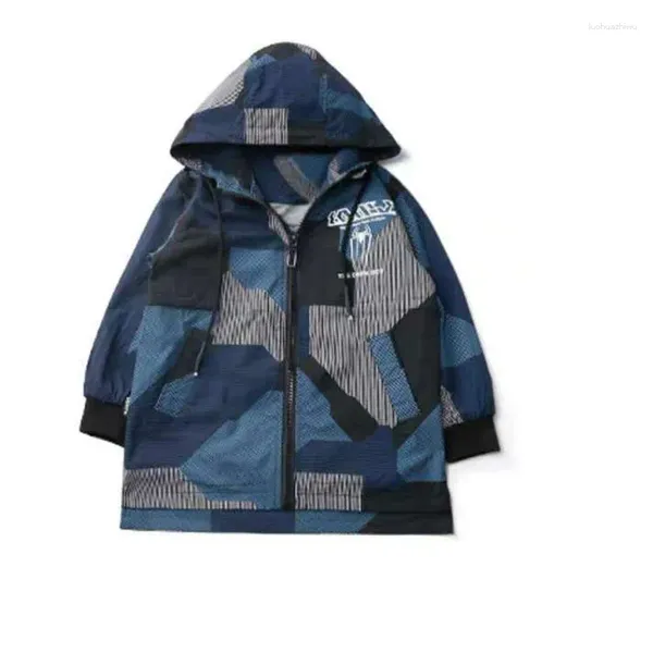 Jaquetas crianças jaqueta casaco para meninos primavera com capuz windbreak crianças outwear impermeável longo estilo casual esportes camuflagem