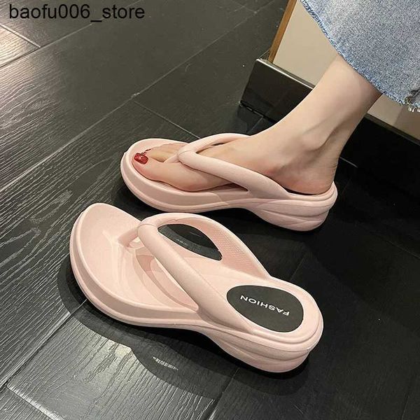 Hausschuhe Dicke Sohle Keile Flip-Flops Für Frauen 2023 Sommer Clip Plattform Sandalen Frau Nicht-slip Beac Mädchen Im Freien rutschen Q240318