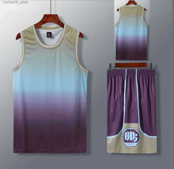 Trikots Herren-Basketball-Trikot-Set, maßgeschneidert, Damen-Basketball-Uniform, Sportbekleidung, Farbverlauf, schnell trocknend, Kinder-Basketball-Shirt Q240318