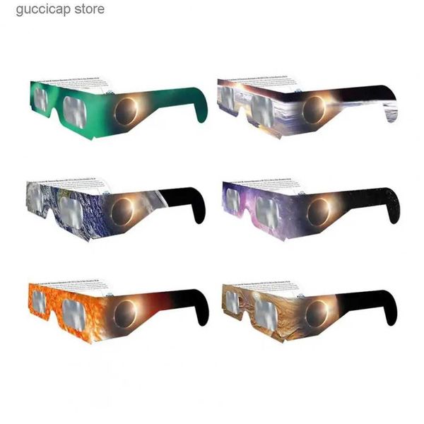 Солнцезащитные очки Защитные очки Eclipse 6/12 шт. Очки Eclipse с солнечной энергией Блокировка УФ-излучения для безопасного просмотра цветных изображений Солнца Бумага для печати Y240318