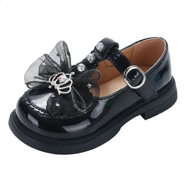 Toddlers Girls Partys Flats Çocuklar İçin Çocuk Deri Ayakkabıları Loafers Bowtie 4-9y Varış SB8829 240304