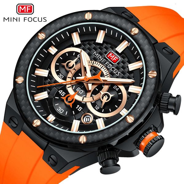 Mini Focus Sports Waterdes Quarz Kohlefaser Ring Multifunktional Herrenuhr 0468g