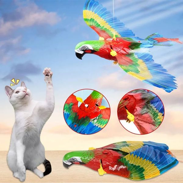 Simulação pássaro interativo gato brinquedos elétrico pendurado águia voando pássaro gato provocando jogar gato vara zero corda gatinho brinquedo do cão 240315