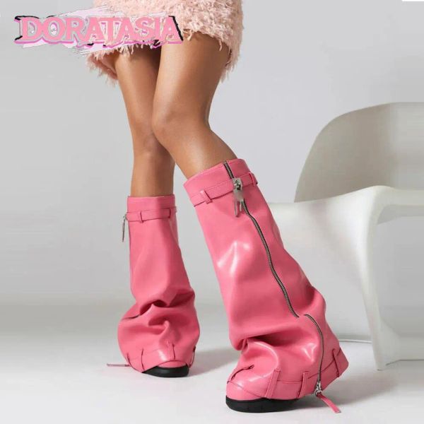 Сапоги платформы женщин мотоциклевые ботинки папсол Fashion Fold Over Bonties High Booties 2023 Дизайнер бренд Cool Street Winter Shoes wember