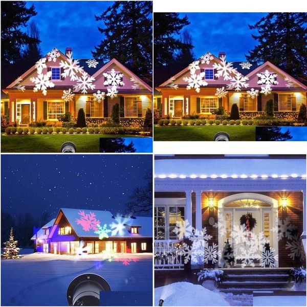 LED-Effekte im Freien Weihnachten beweglicher Schnee Laserprojektor Bühnenscheinwerfer Schneeflocke Landschaft Garten Rasen Licht DJ Disco7417934 Drop D Dhakb