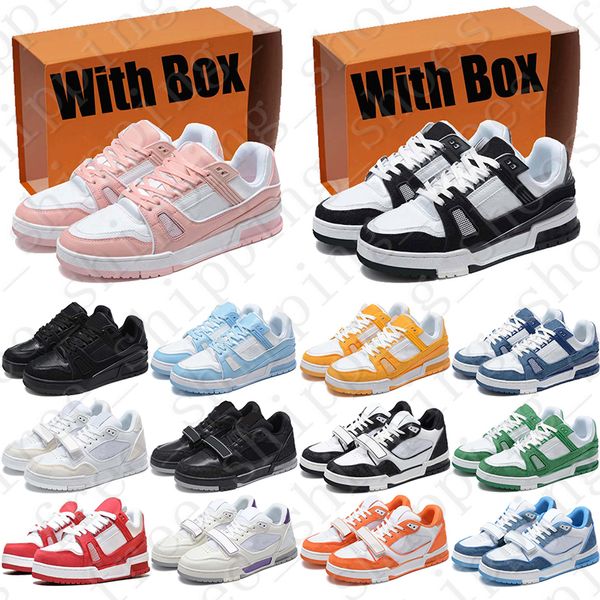 Con le scarpe Box Designer Trainer Sneaker Low per uomo donna di lusso Nero rosa giallo uomo donna cielo bluelouise vuttion scarpe da ginnastica scarpe da ginnastica corridori scarpe casual