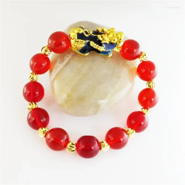 Strand Donna Uomo Gioielli Bracciale stile vintage Catena con perline Modello cinese tradizionale animale mitico PiXiu Porta fortuna