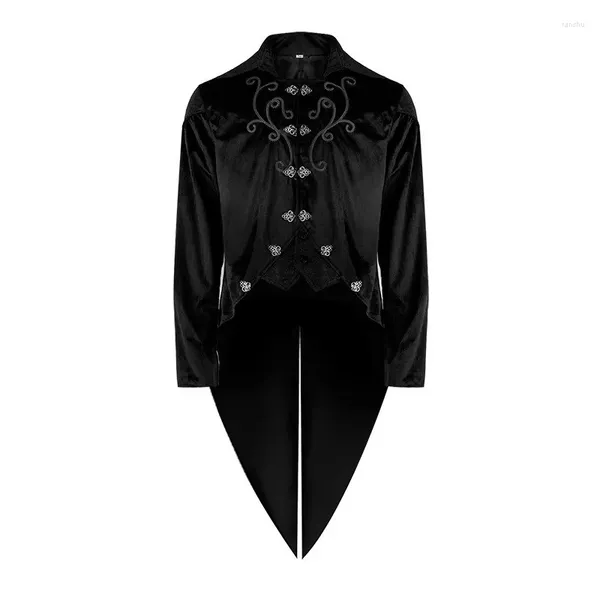 Herrenjacken 2024 Männer Mittelalterliches Kostüm Smoking Renaissance Unregelmäßigkeit Tailcoat Gothic Steampunk Trench Retro Male Victorian Frock Long