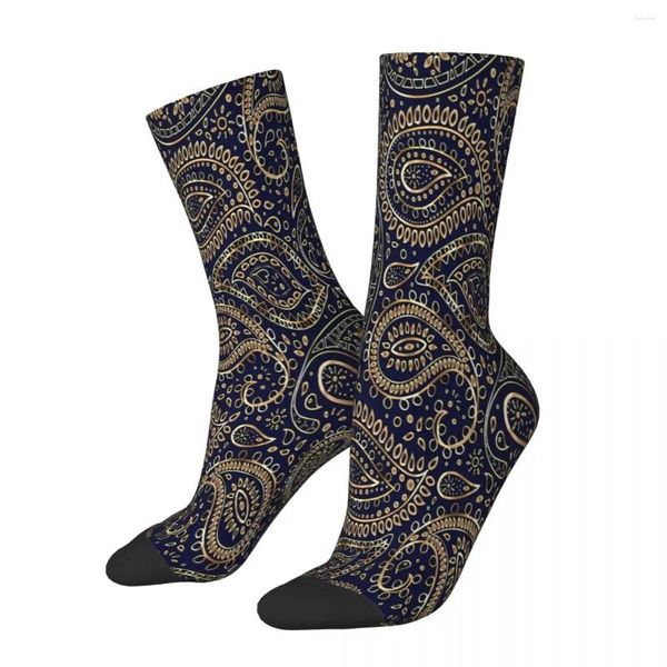 Herrensocken, hübsches Gold, böhmische Kunst, Paisley, Babylon, Wassertropfen, männlich, Herren, Damen, Winterstrümpfe, Polyester