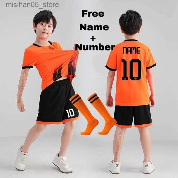 Maglie Personalizzazione gratuita numero 0-99 # arancione maglietta da calcio per bambini ragazzo maglia da calcio set maglia da calcio per studenti abbigliamento sportivo Q240318