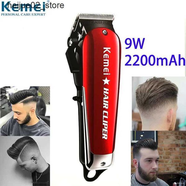 Barbeadores elétricos Kemei 9W Barbeiro Máquina de cortar cabelo poderosa Aparador de cabelo profissional para homens Cortador elétrico Máquina de corte de cabelo Cortador de salão Q240318