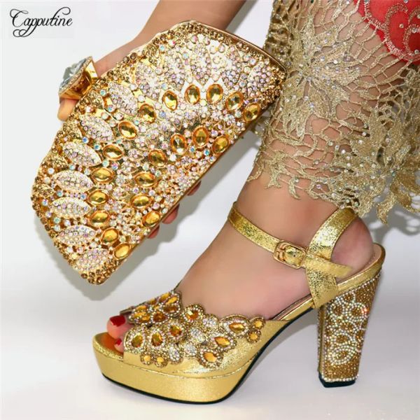 Stivali scarpe con tacchi alti in oro e sacchetti per borse sandali abbinati a pompe per borsetta frizione frizione CR178 11,5 cm