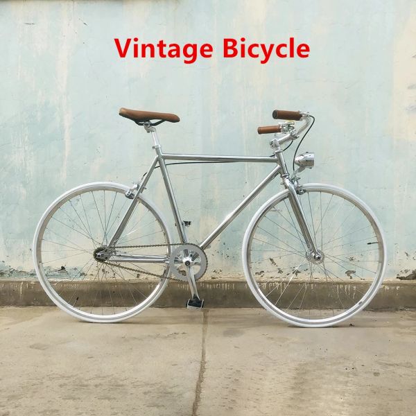 Bicycle Vintage Bicycle Silver Steel Frame com Liga de bicicleta de mulher de velocidade única Lady comando de ciclismo