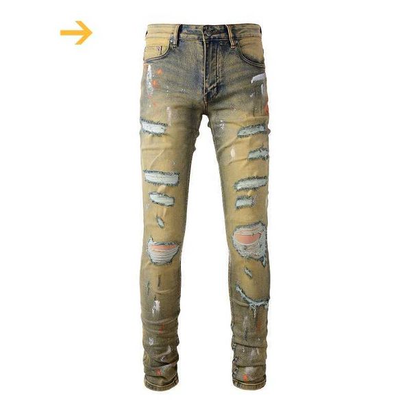 Jeans Amirs da uomo Ksubi Designer da uomo Viola Amirri per uomo Denim con fori Uomo Gamba dritta Cerniera Amari Hip Hop Bikers Moto True Jeanson3r