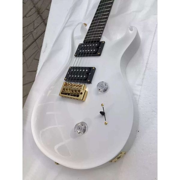 Weiße Saiten für E-Gitarre, Bünde, Inlays, Vögel, Gold-Hardware, Top-Qualität