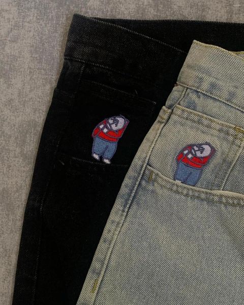 Jeans da donna Big Boy Y2K Harajuku Hip Hop Cartoon ricamo pantaloni larghi pantaloni larghi a vita alta gotici da uomo