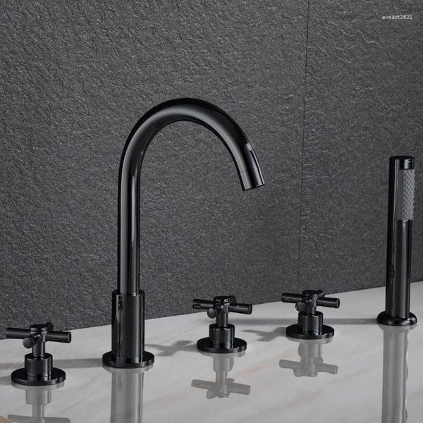 Rubinetti del lavandino da bagno miscelatore in ottone divisione tipo 5 pezzi rubinetto da bagno set freddo e acqua doccia a tre fori a tre fori