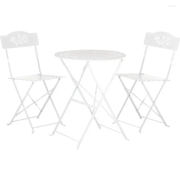 Кемпинговая мебель OEING Alpine Corporation Набор для бистро из 3 предметов для дома и улицы, складной стол и стулья, сидения для патио, белый