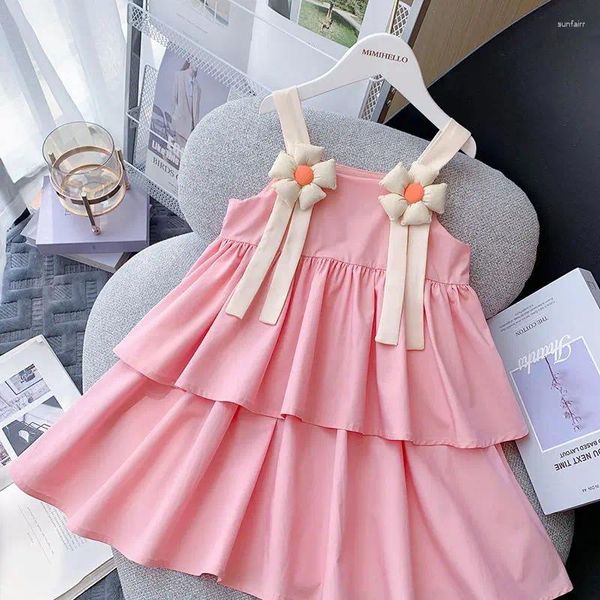 Mädchen Kleider Sommer Party Kleid Für Kinder Geburtstag Kostüm 3D-Flower Prinzessin 2024 Koreanische Kinder Mode Kleidung Vestidos