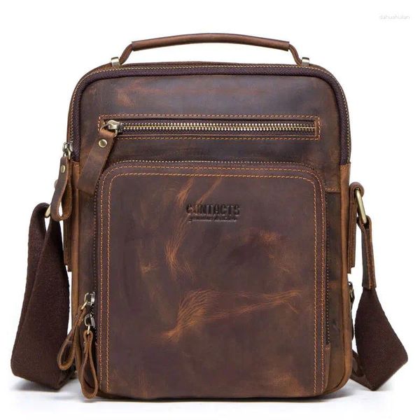 Tasche Männer Echtes Leder Messenger Schulter Umhängetasche Retro Kleine Männliche Pack Zurück Mochila Klappe Business Reise Handtaschen Geschenk