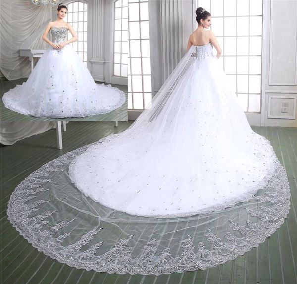 2019 Nuova collezione Abito da ballo Abiti da sposa in pizzo Abito da sposa con campione reale di lusso Sweetheart Perline piene Top di cristallo Cathedra9838425