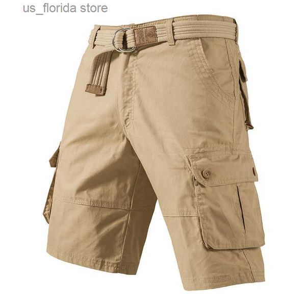 Herren-Shorts, Cargo-Kn-Shorts für Herren, Sport und Freizeit, Bermuda-Shorts, große Baumwoll-Halbhose, gerade Lauf-Turnshorts Y240320