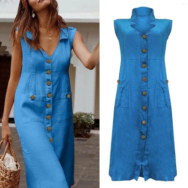 Casual Kleider Plus Größe 5XL Vintage Baumwolle Leinen Kleid Für Frauen 2024 Sommer Übergroßen Tank Shirt Solide Lose Lange Strand sommerkleid Robe