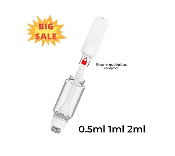 Cartuccia Vape autentica 0,5 ml 1g 2 grammi Cartuccia vaporizzatore Serbatoio bianco Bobina in ceramica 510 Atomizzatori filo Vape Pod monouso Logo personalizzato / Scatola Vapers Wape vape vuoto