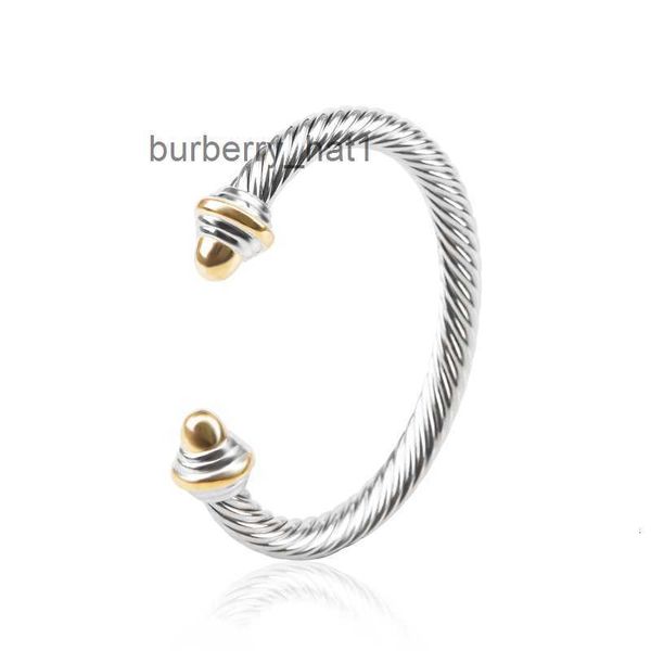 Pulseira de 5mm para homens e mulheres, fio torcido, cabeça redonda, moda versátil, banhada a ouro branco