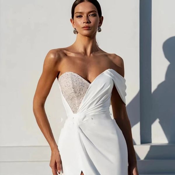 Сексуальное свадебное платье с милой Русалкой для женщин, свадебное платье на одно плечо с открытой спиной и высоким боковым разрезом, Robe De Mariee YD