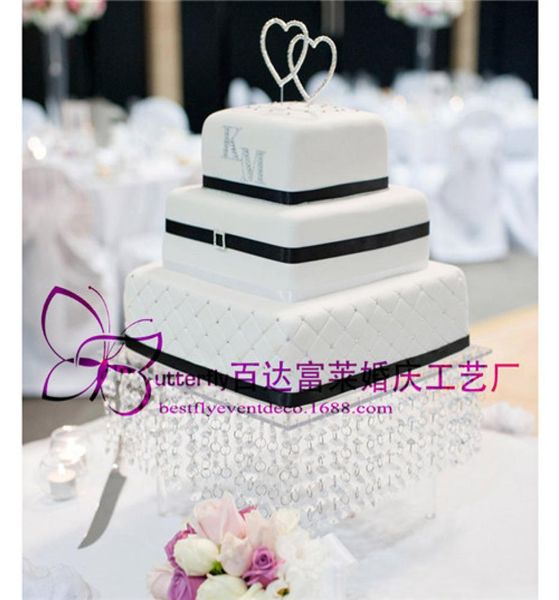 Suporte de bolo acrílico de cristal de casamento, 16 polegadas, suporte quadrado para cupcake, com contas, 6120253