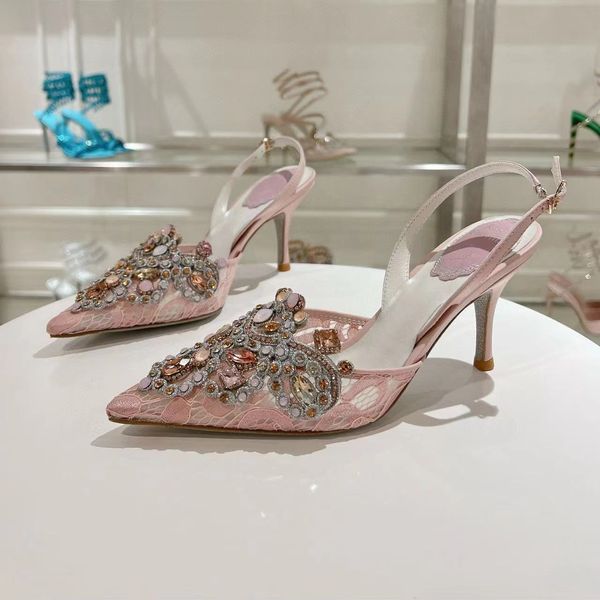 Rene caovilla Margot sandálias de camurça embelezadas cobra strass salto agulha sapatos femininos de salto alto designers de luxo tornozelo envolvente sapatos de noite sapatos de festa