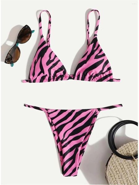 Damenbadebekleidung S - XL 7 Farben Zebra Gedruckt High Cut Bikini Frauen Weibliche Badeanzug Zweiteilige Set Badende Badeanzug Schwimmen K4904