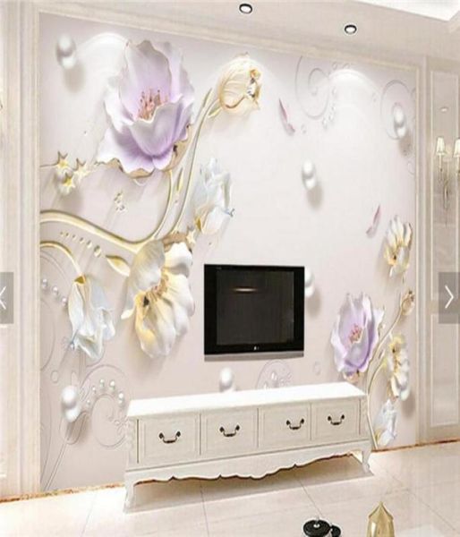 3D geprägte Tulpe Blume Po Tapete Wandbild für Wohnzimmer Sofa TV Hintergrund Wand Kunst Dekor Papier Peint Wand Papier Wandbilder5450583822038