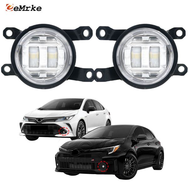 EEMRKE Conjunto de luzes de neblina para carro LED para Toyota Corolla Altis GR Sport 2022 2023 2024 Farol de neblina dianteiro com lente dirigindo DRL 30W 12V branco ou amarelo