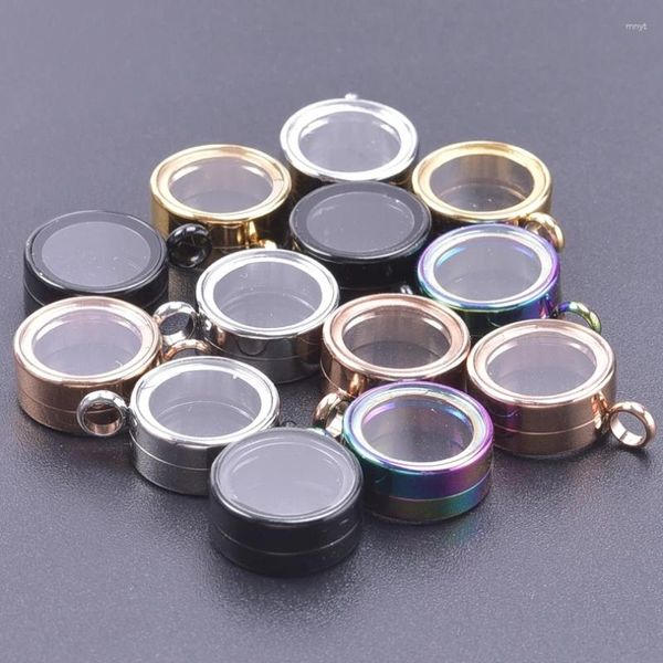 Anhänger Halsketten 1PC Innengröße 10/15/20mm runde Glas Wohnraum Asche Cremation Locket Edelstahl DIY Mini po Relicario Schmuck Schüttung