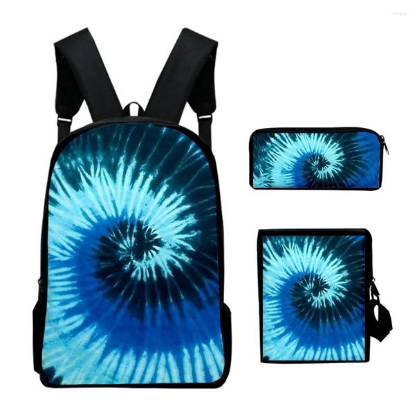 Mochila Harajuku Colorido Tie Dye Impressão 3D 3 unidades / conjunto Aluno Bolsas Escolares Laptop Daypack Inclinado Bolsa de Ombro Estojo