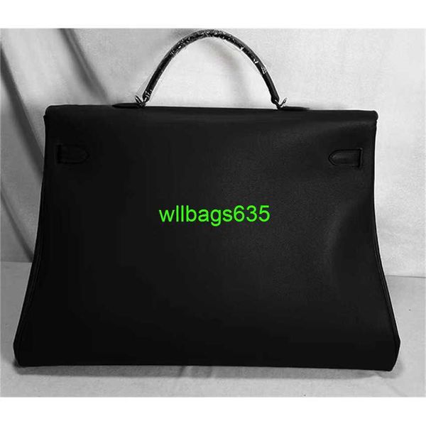 Handgefertigte Handtaschen aus Leder HB Ky50 Handtaschen mit hoher Kapazität Trendige neue schwarze Ledertasche mit großer Kapazität für Geschäftsreisen Tote Schultertasche 50 Gepäcktasche HJ