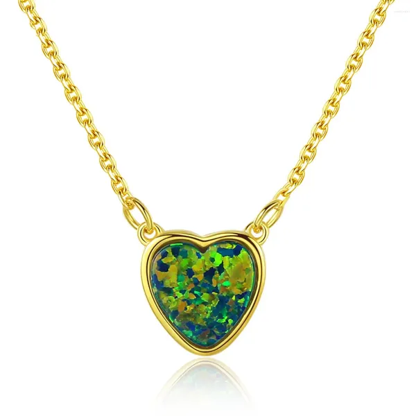 Ciondoli Collana con ciondolo a forma di cuore in argento sterling 925 con catena croce opale da donna