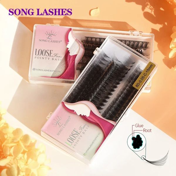 Strumenti per il trucco Song Lashes 1000 ventole per scatola Ventole preconfezionate ultra veloci Estensioni per ciglia finte Pure Darker Black Coreano PBT 240309