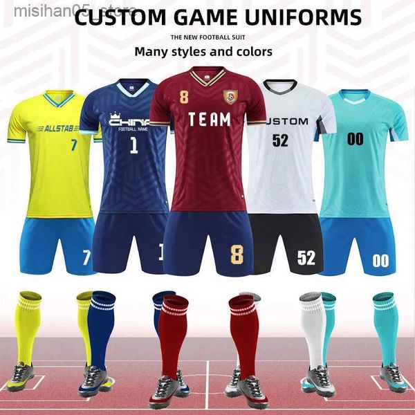 Jerseys Mens e Womens Personalizado Nova Jersey Adulto e Crianças Uniformes de Futebol Cinco Pessoas Sportswear Training Set Childrens Sportswear Q240318