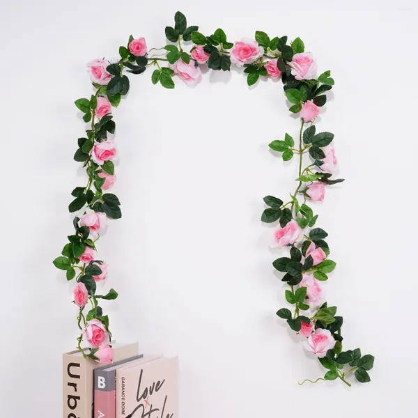 Flores decorativas artificial rattan seda peônia rosa flor casamento dia dos namorados estética decoração do quarto itens vaso